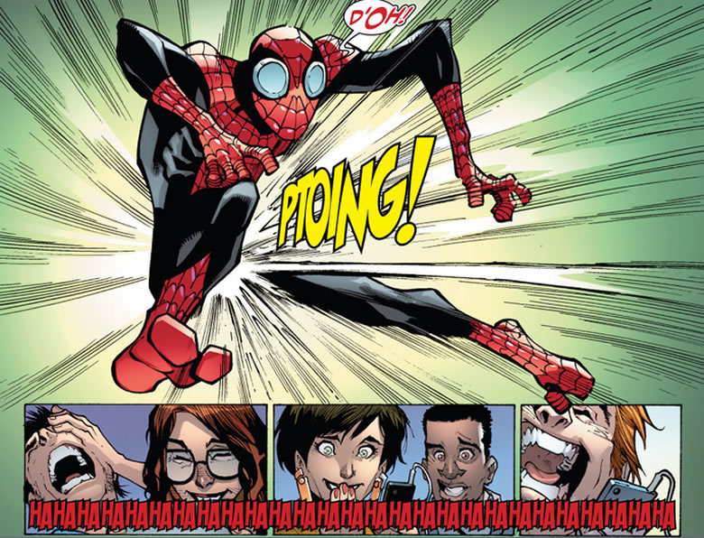 superior spider-man
					gets hit in the nuts to everybody's amusement