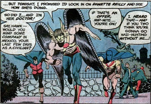 hawkman, dr. mid-nite and atom go off to mexico