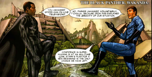 black panther talking to mr. fantastic