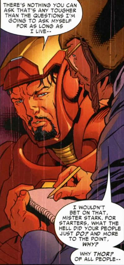 tony stark talks about the remifications of the death of goliath