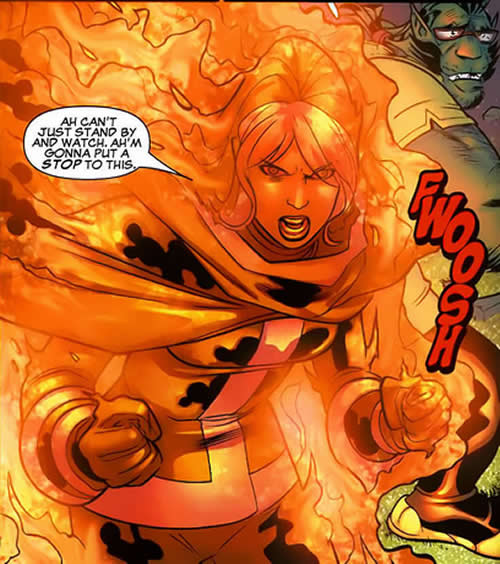 rogue activiates her flame powers