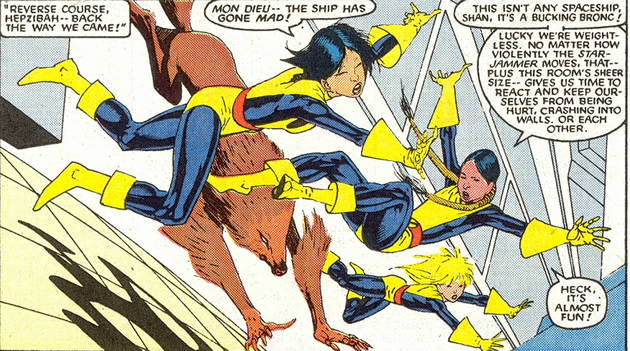 the new mutants experience the rigors of a space fight