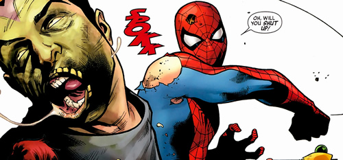 spider-man punches the green goblin