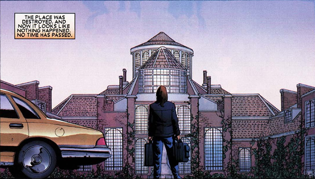 kitty pryde in front of the xavier mansion