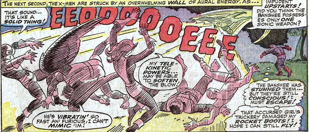banshee unleashes a full blast against the x-men