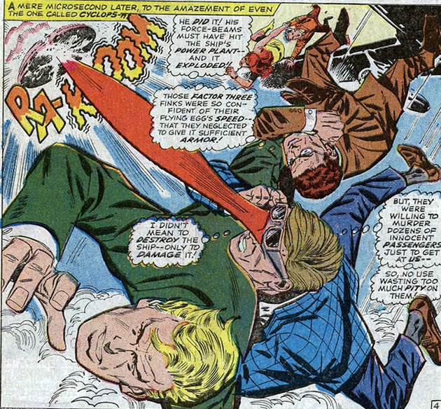 cyclops hits a flying saucer