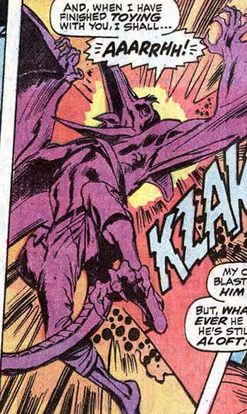 sauron hit by an optic blast