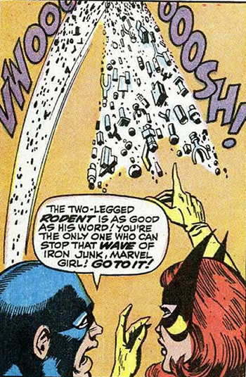 magneto uses debris to attack marvel girl and cyclops