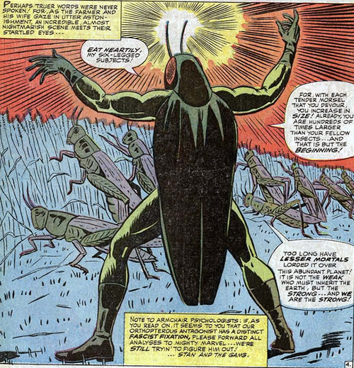 the locust and his giant insects in a field