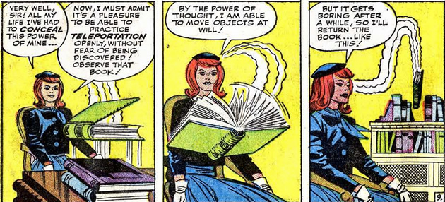 marvel girl demonstrates her telekinesis