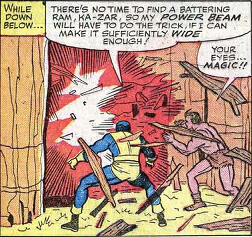 cyclops destroys a pallisade gate