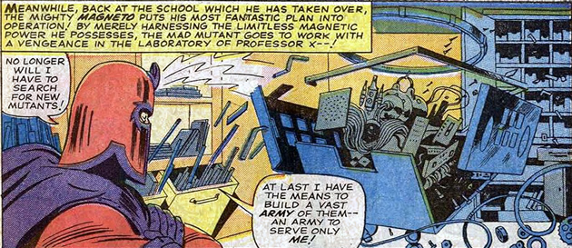 magneto uses his power to rebuild a machine