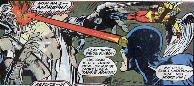 cyclops blasts the living monolith