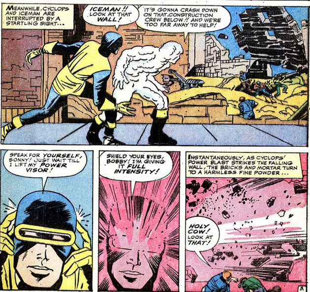 cyclops pulverizes a wall