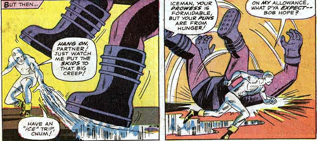 iceman takes down a sentinel