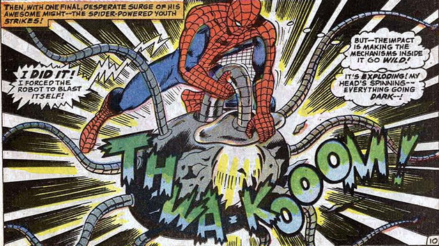 spider-man defeats a spider robot