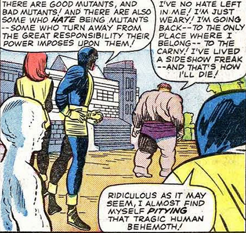 blob stalks off after being betrayed by the brotherhood of evil mutants