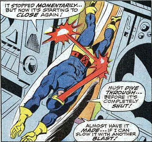 cyclops keeps a steel door open with his optic blasts
