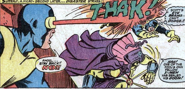 cyclops accidentally hits the angel again