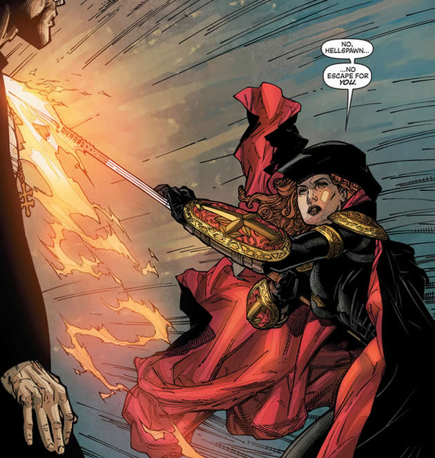 magdelan draws her sword against tom judge