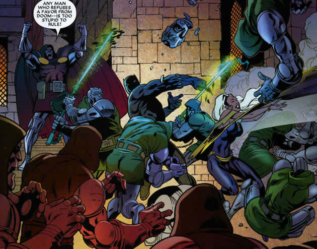 doombots fight black panther and storm