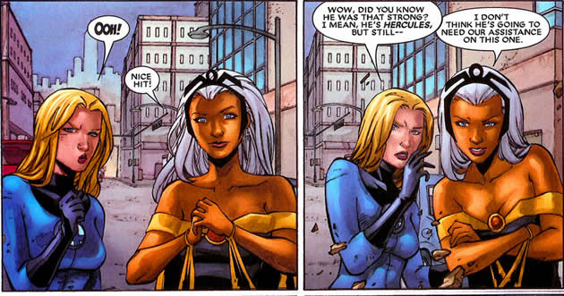 invisible woman and storm watch hercules fighting the thor clone