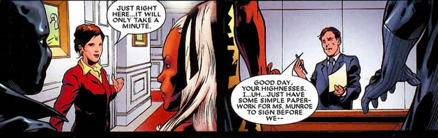 t'challa and ororo subjected to red tape