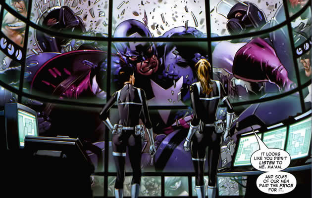 maria hill and sharon watch cap in the shield monitors