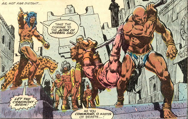 conan is captured and trussed up by the forces of ajaga