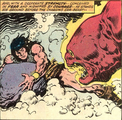 conan is attacked by an electric eel under water