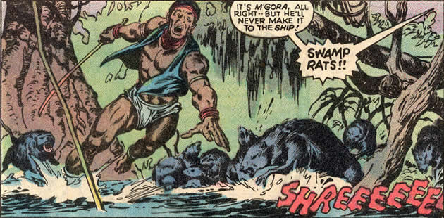 mgora running for his life pursued by giant rats