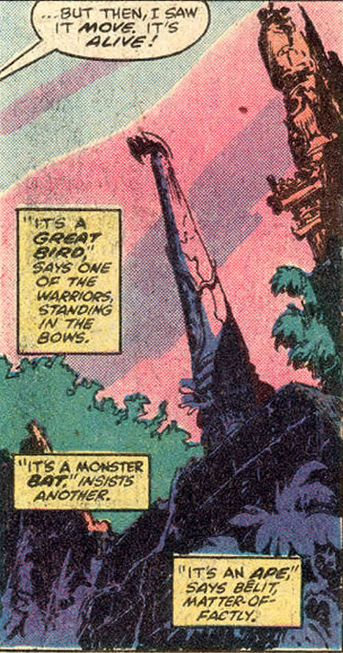 a spire with a creature on top of it