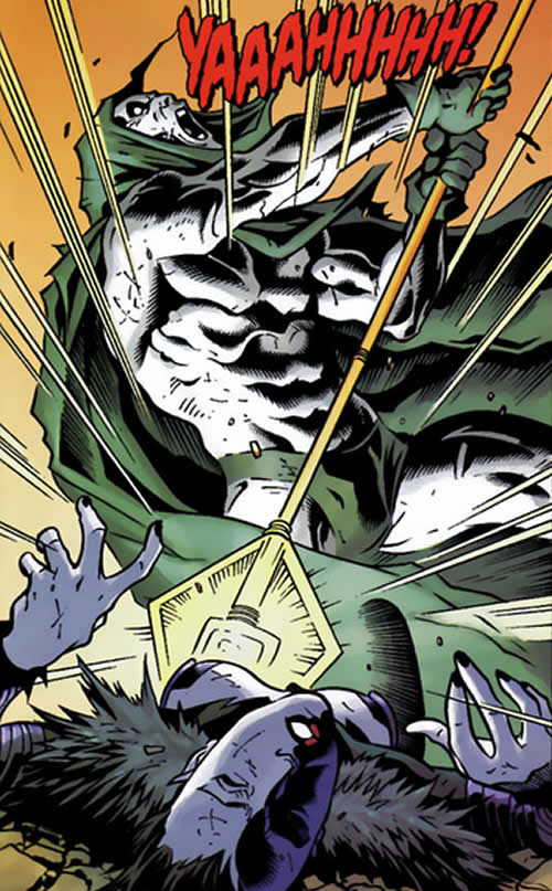 spectre pulls blue devil's spear from eclipso's body