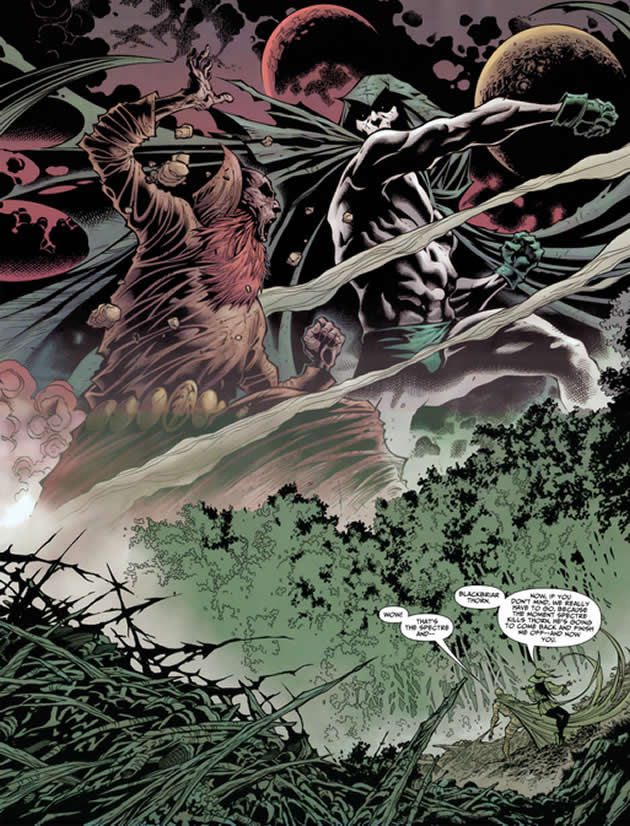 spectre fighting blackbriar thorn in the skies above the forests of mists