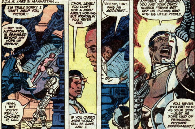 cyborg and his father don't see eye to eye