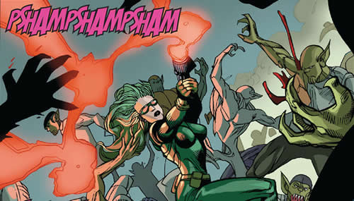 agent brand fighting the skrulls