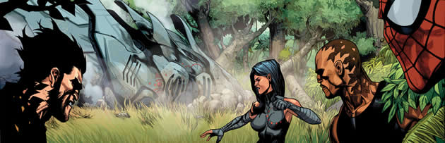 the secret avengers surround a skrull ship