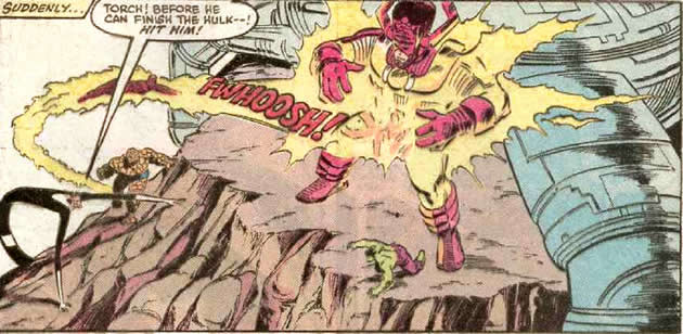 the human torch attacks galactus