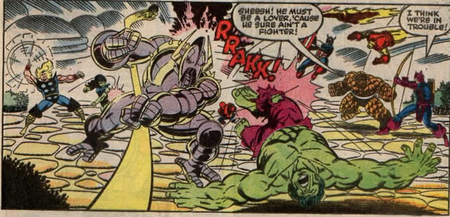 hulk is laid low by galactus' robot