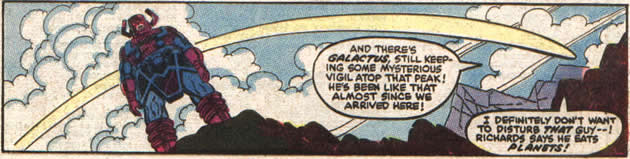 captain marvel passes by galactus on a recon mission