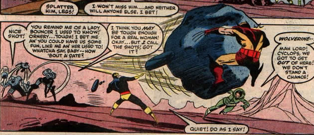 wolverine gets hit by a rock by titania
