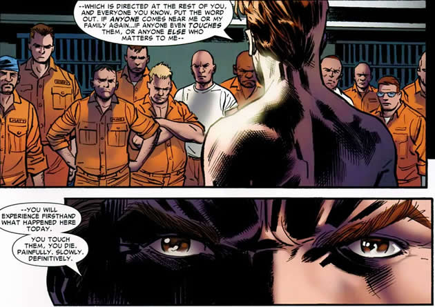 peter parker warns every inmate to stay away from his family