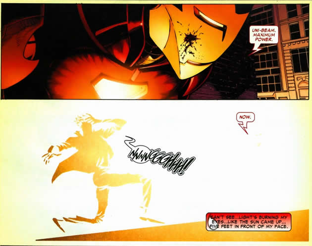 iron man uses his uni beam against spider-man
