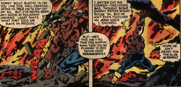 luke cage rescuing spider-man in the middle of a fire