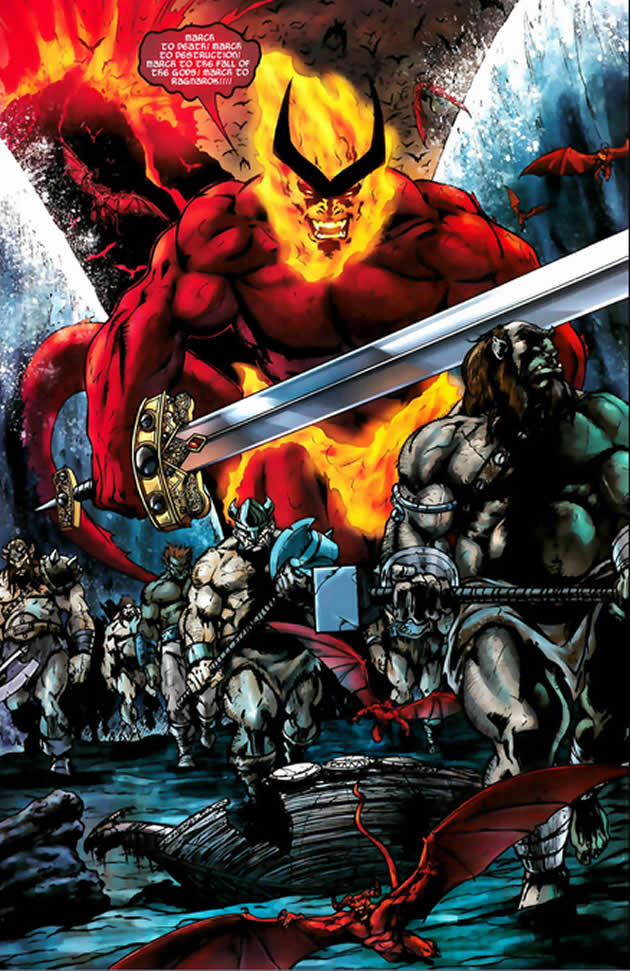 surtur and his forces march to asgard