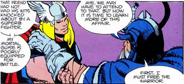 thor returns to asgard and is welcomed by odin