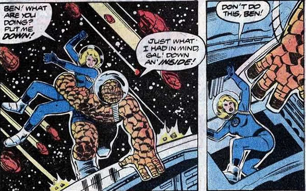 Fantastic Four panel : thing and invisible woman exquisite art