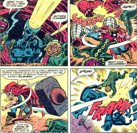 Thor : karkas survives a cannon blast and mjolnir destroys a canon