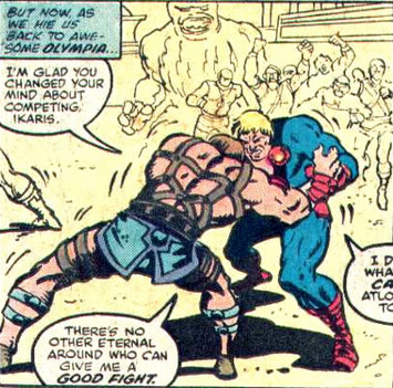 Thor : ikaris wrestling with an eternal behind is unfinished rough art