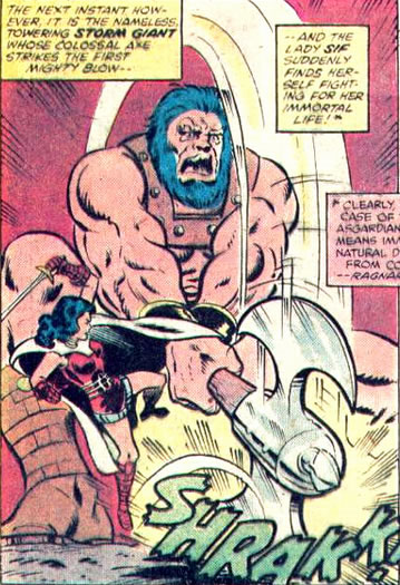 Thor : sif fighting a storm giant